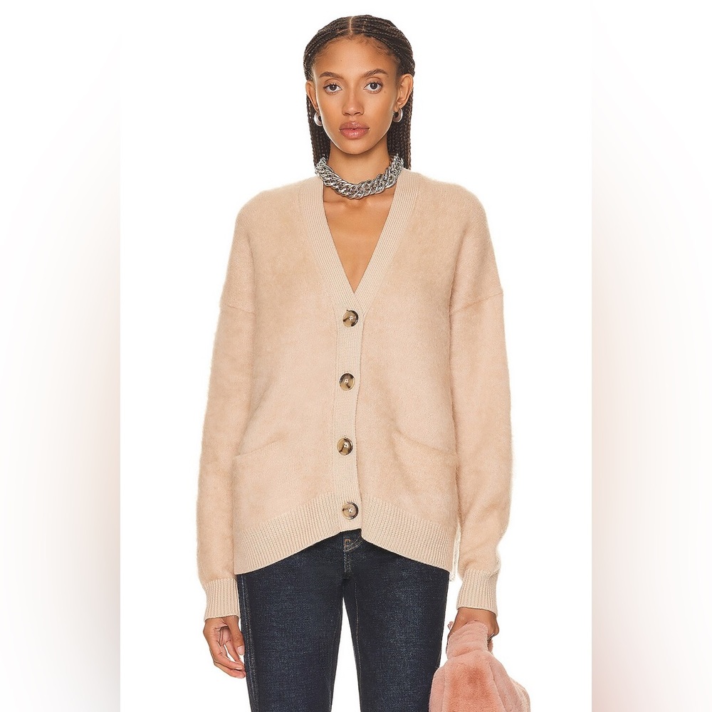 🍁⛄️ACNE STUDIOS MOHAIR WOOL FLUFFY CARDIGAN Warm Beige Grandpa Knitted - Picture 6 of 14